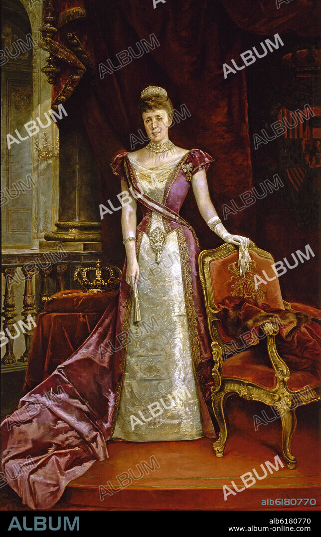 LUIS ÁLVAREZ CATALÁ. RETRATO DE MARIA CRISTINA DE HABSBURGO 1858/1929- REINA REGENTE-MADRE DE ALFONSO XIII.