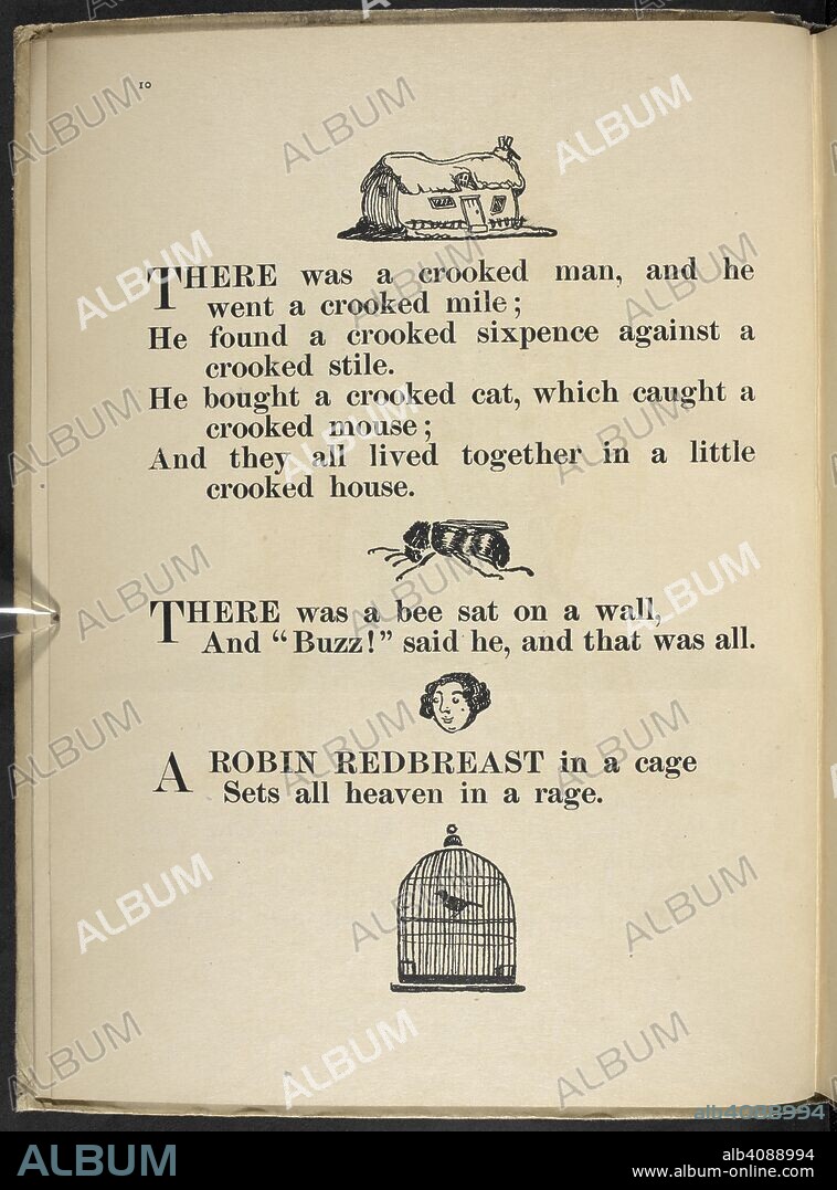 CLAUD LOVAT FRASER. 'There was a crooked man, and he went a crooked mile ...'. Nursery Rhymes, with pictures by C. L. Fraser. London : T. C. & E. C. Jack, [1919]. Source: 12800.ddd.31 page 10.