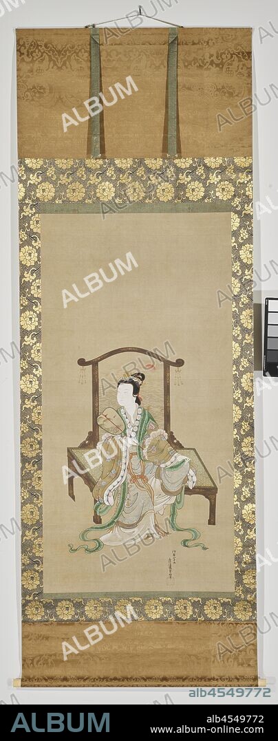 Chinese Beauty, from Chinese Beauty, Phoenix and Peacock, Tosa Mitsuoki (Japanese, 1617-1691), Edo, 1691, ink and color on silk, 55-1/2 x 28-1/8 in. (image) 96-3/4 x 37 in. (overall), Signed: Tosa Hogen Josho Seal: Fujiwara, Asian Art.