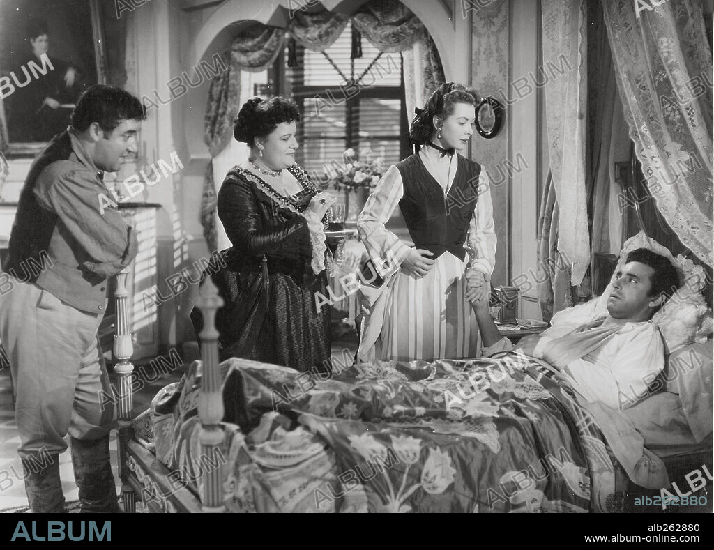 ELENA ESPEJO y VIRGILIO TEIXEIRA en ZALACAIN EL AVENTURERO, 1954, dirigida por JUAN DE ORDUÑA. Copyright ESPEJO FILMS.