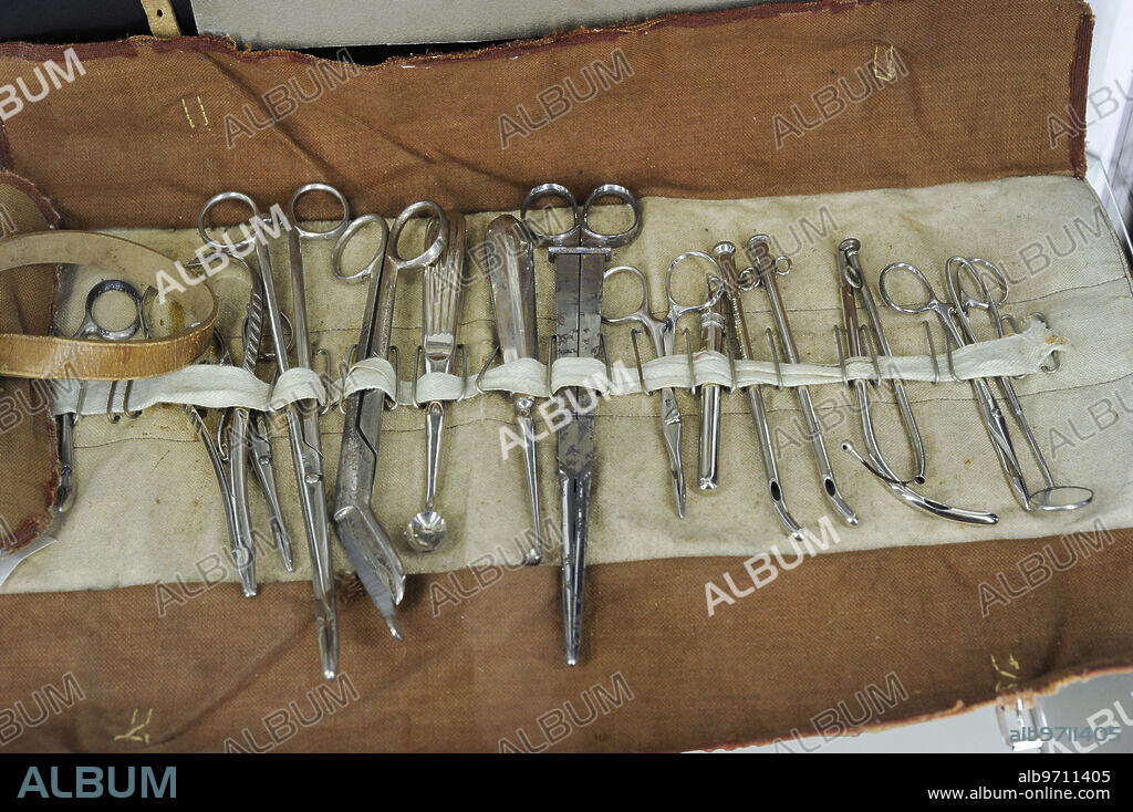First World War (1914-1918). Surgical kit of a Russian army medical officer. Latvian War Museum. Riga. Latvia.