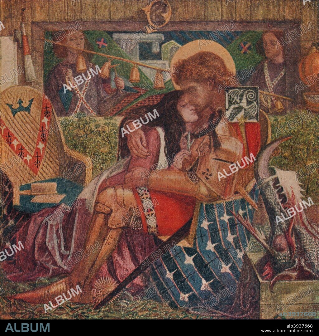'The Wedding of St George and Princess Sabra', 1857. Painting held by the Tate, London. From The Studio Volume 69. [London Offices of the Studio, London, 1916-17].