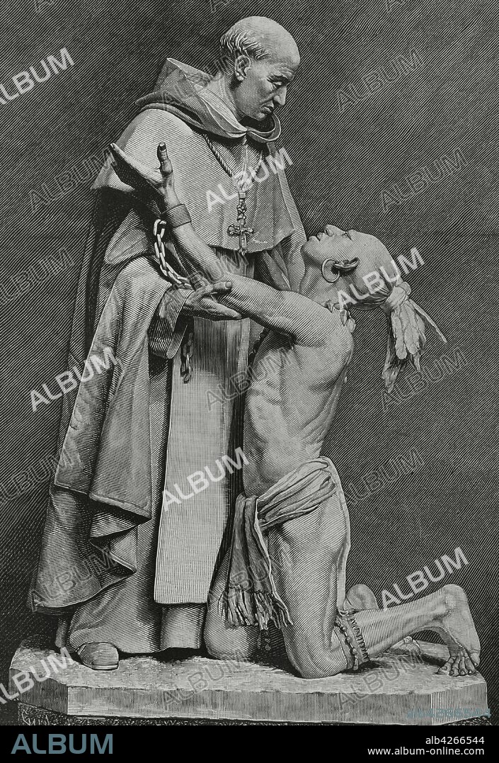 Bartolome de las Casas (Seville, 1474-Madrid, 1566). Spanish Dominican friar, chronicler, historian and bishop of Chiapas. Protector of the Indians. Engraving by Tom‡s Carlos Capuz (1834-1899). La Ilustracion Espa–ola y Americana, 1881.