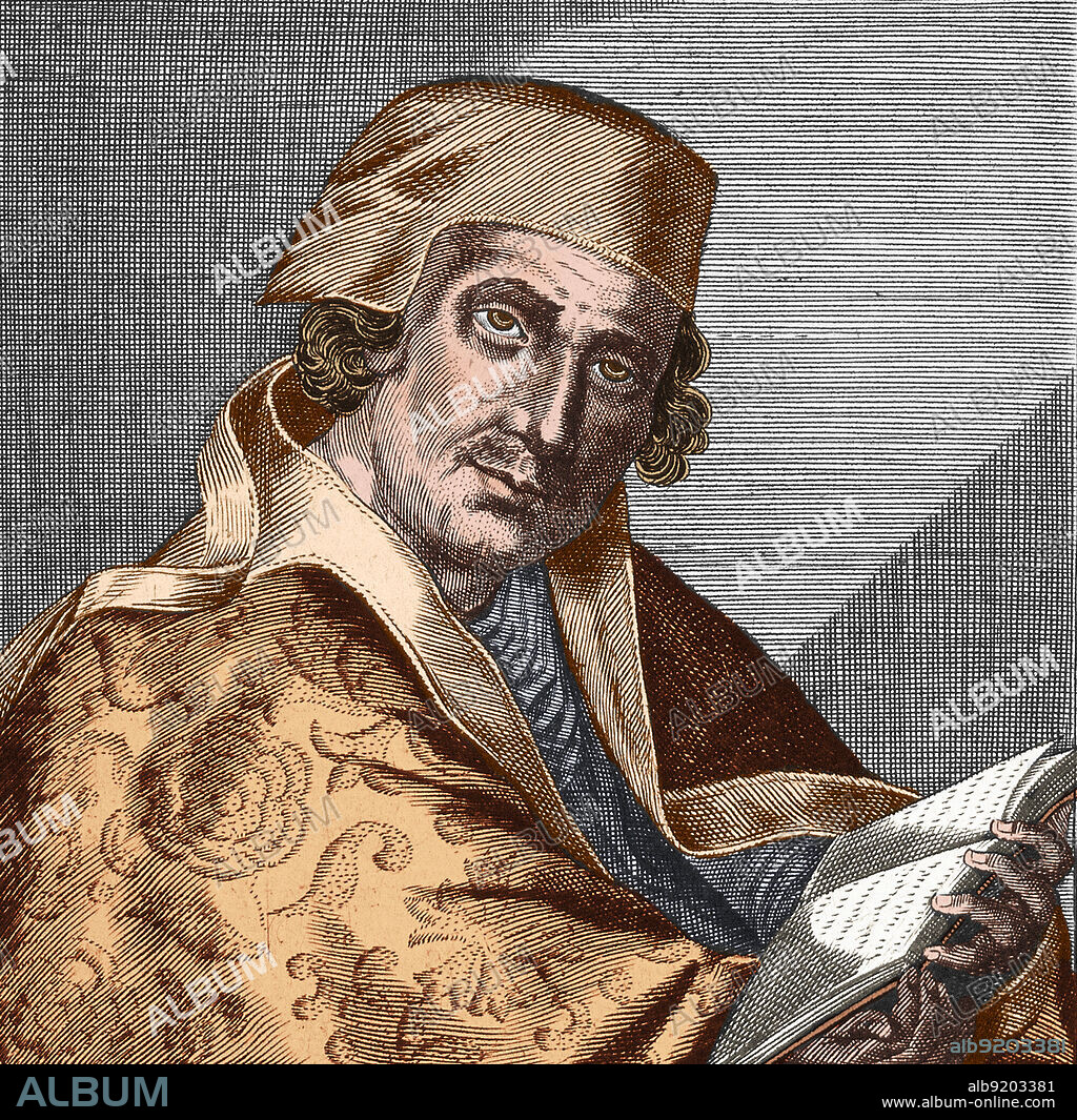 Augustine of Hippo (354-430), also known as Saint Augustine, was a theologian and philosopher of Berber origin and the bishop of Hippo Regius in Numidia, Roman North Africa. His writings, which influenced the development of Western philosophy and Western Christianity, include The City of God, On Christian Doctrine, and Confessions. Engraving by William Marshall, active 1617-1650. Colorized.