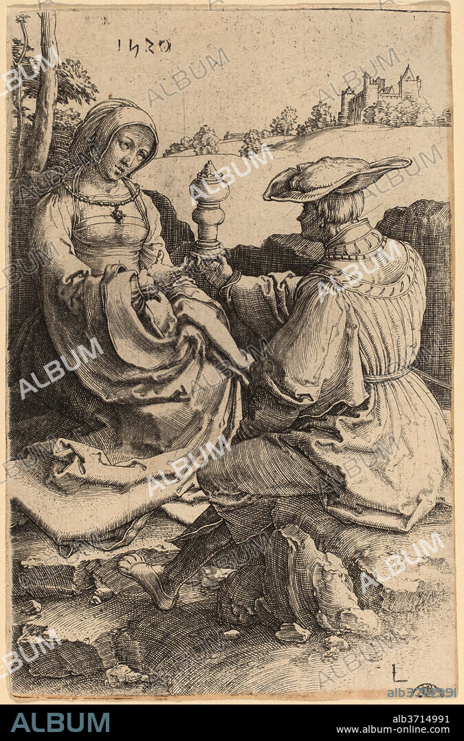 LUCAS VAN LEYDEN. A Nobleman and a Lady Seated in a Landscape. Dated: 1520. Medium: engraving.