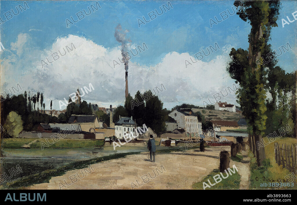 CAMILLE PISSARRO. Bords de l'Oise a Pontoise (Banks of the Oise at Pontoise). Date/Period: 1867. Painting. Oil on canvas. Height: 457.20 mm (18 in); Width: 714.37 mm (28.12 in).