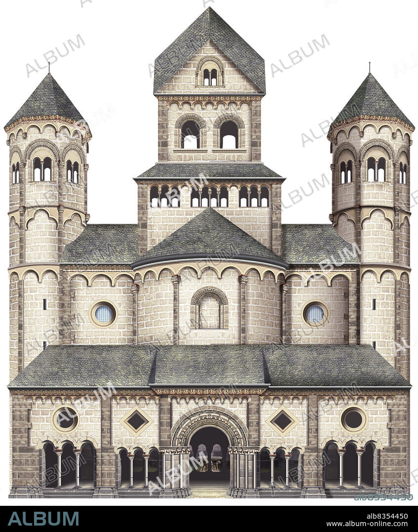 The Romanesque style of architecture lasted in Europe from the mid 11th century to the Gothic period and is characterized mainly by thick walls, rounded arches, barrel vaults, and small windows.