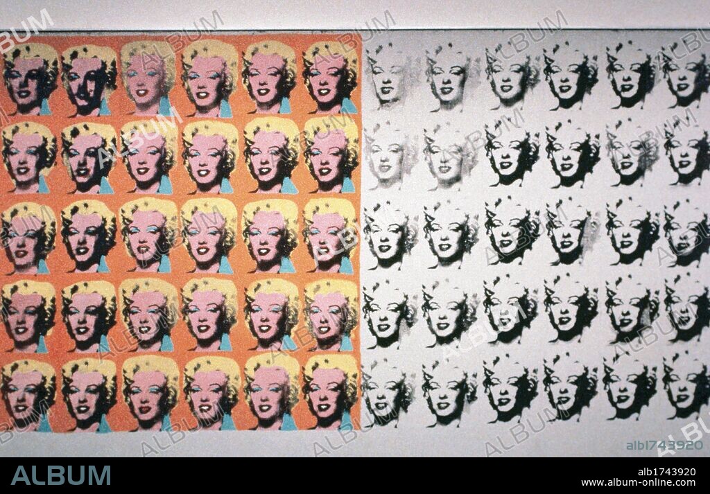 ANDY WARHOL. ARTE S. XX. ESTADOS UNIDOS. WARHOL, Andy (Filadelfia,1931-Nueva York,1987). Pintor y cineasta estadounidense adscrito al movimiento del Pop Art. "MARILYN X 100". Año 1962. Acrílico y serigrafía.