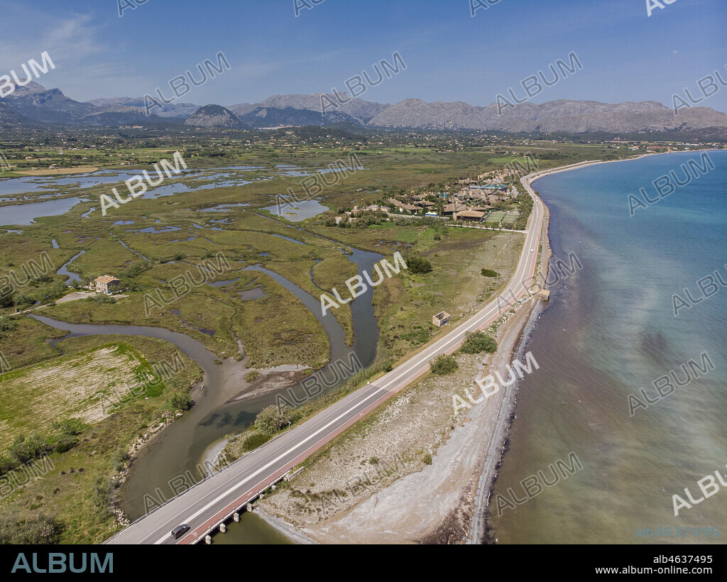 can Cap de Bou beach, Albufereta nature reserve, Alcudia, Mallorca, Balearic Islands, Spain.