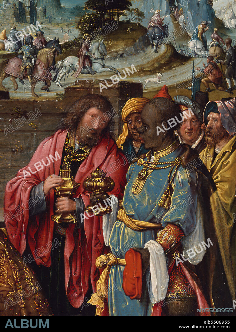 WORKSHOP OF CORNELIS ENGEBRECHTSZ.. The Adoration of the Magi, 1515/25. Detail from a larger artwork.