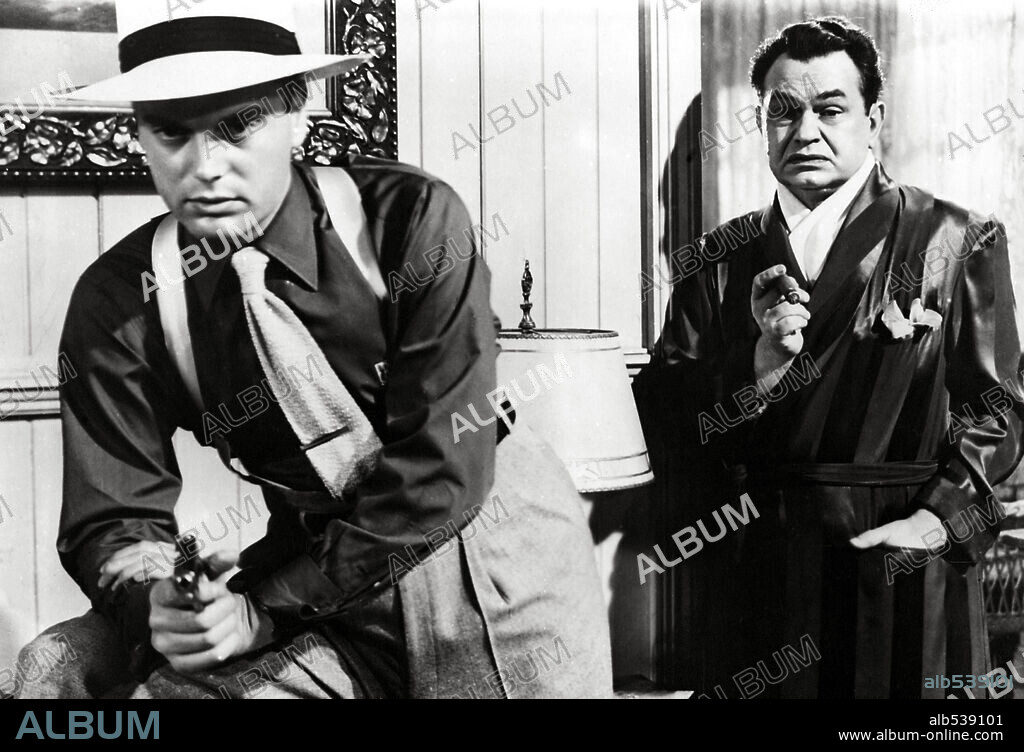 EDWARD G. ROBINSON and HARRY LEWIS in KEY LARGO, 1948, directed by JOHN HUSTON. Copyright WARNER BROTHERS.