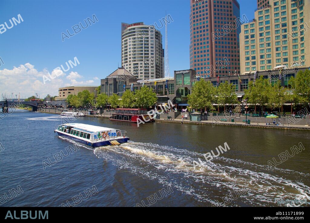River Cruise on the Yarra River and city skyline, Melbourne, Victoria, Australia, Pacific.