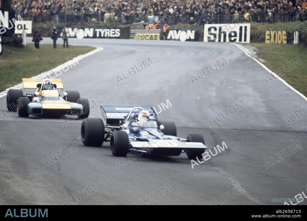 21st March 1971. Brands Hatch, Race of Champions. Jackie Stewart, Tyrrell, finished 2nd and Graham Hill, Lobster claw Brabham BT34, retired.