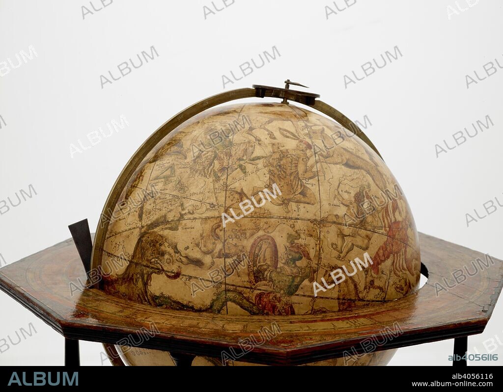 Celestial globe. Globus coelestis novus. [Nuremberg?] : [Johann Gabriel Doppelmayr], 1728. Forms a pair with Doppelmayr's terrestrial globe at Maps G.36b. Signs of the zodiac printed on globe. Physical Description: 1 globe : col., mounted on a four-legged wooden stand with a metal meridian ring and an hour ring ; 31 cm. in diam.; Scale not given. Source: Maps G.36a view 5.