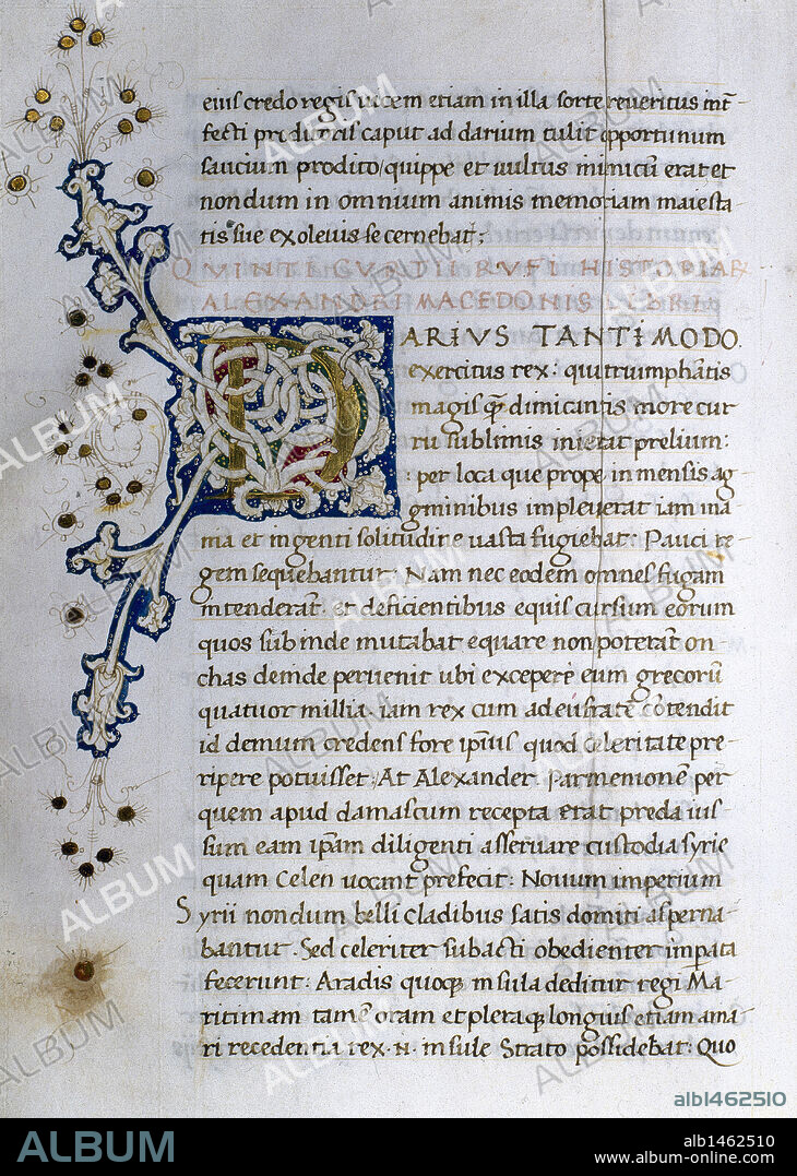 Quintus Curtius Rufus (1st century AD). Roman historian and writer. Historiae Alexandri Magni Macedonis (Stories of Alexander the Great of Macedonia). Codex written in Carolingian lettering, 1466.