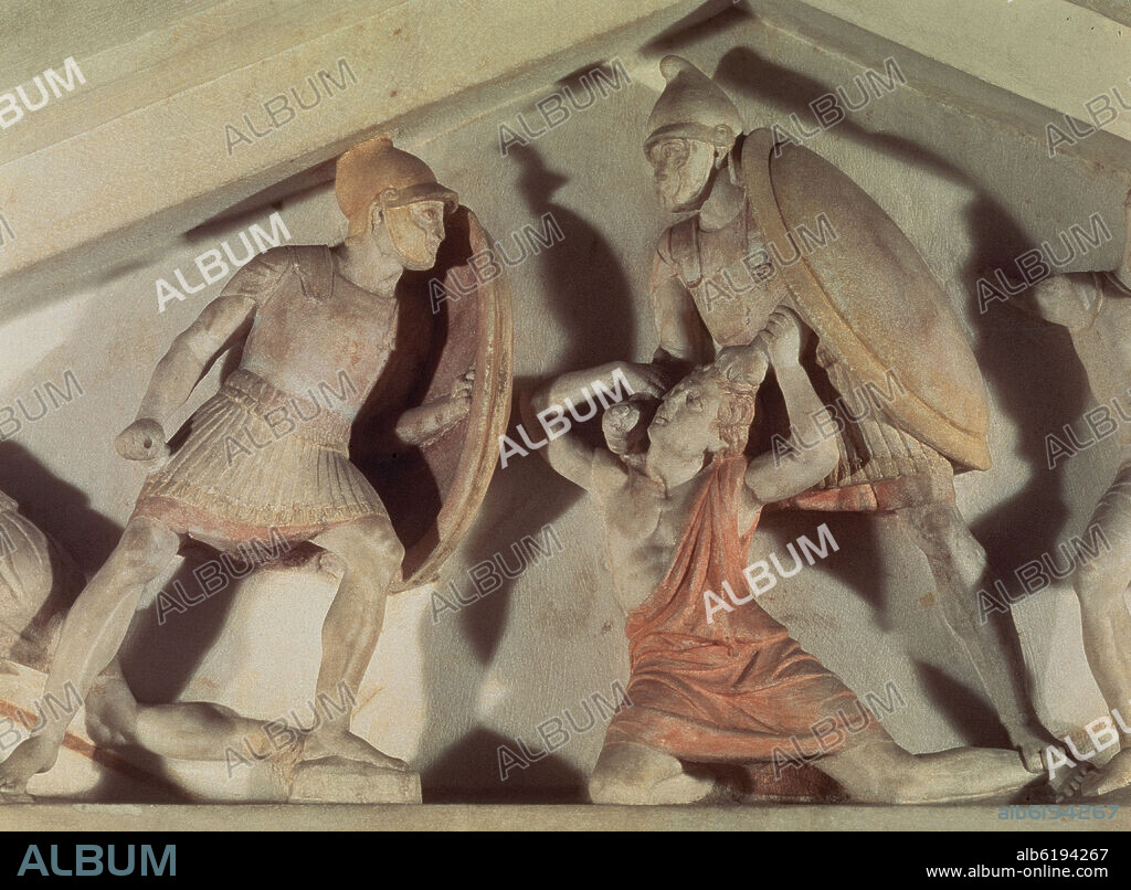 SARCOFAGO LLAMADO DE ALEJANDRO MAGNO - DETALLE - SIGLO IV AC - DESCUBIERTO EN LA NECROPOLIS DE SIDON.