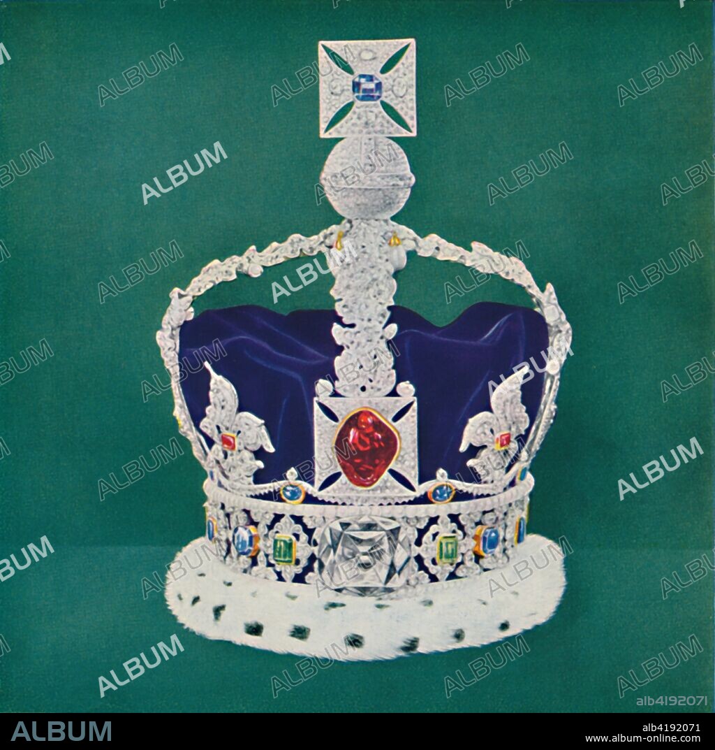 'The Imperial State Crown', 1937. From "The Crowning of The King and Queen". [Evans Brothers Limited, London, 1937].