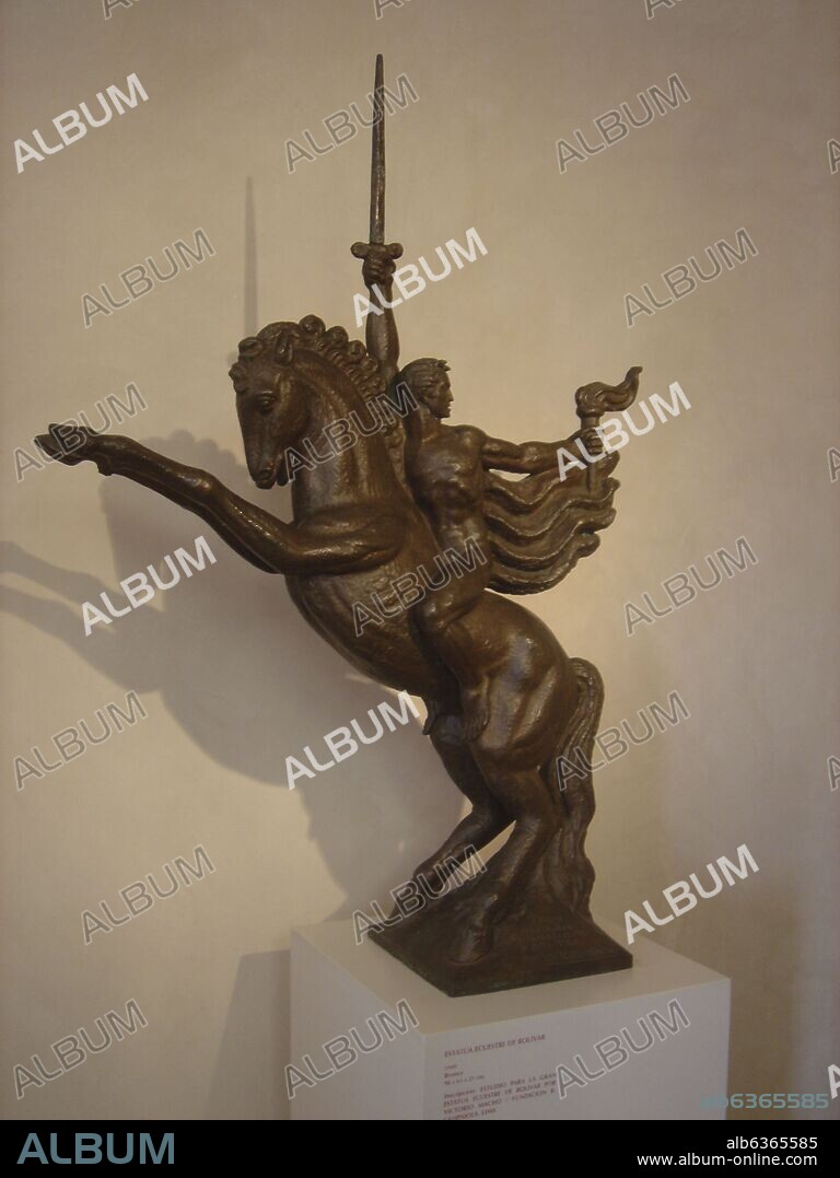 VICTORIO MACHO ROGADO. ESTATUA ECUESTRE DE SIMON BOLIVAR REALIZADA EN BRONCE EN 1945.