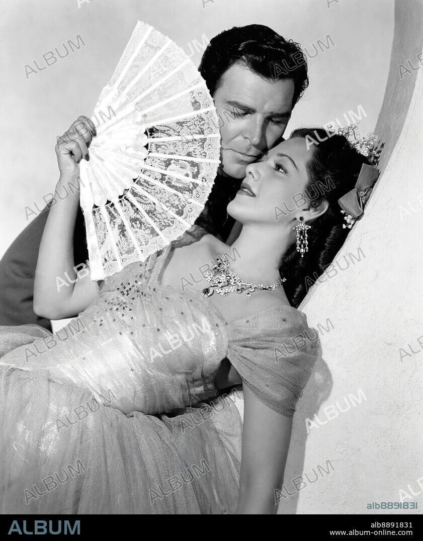 MARIA MONTEZ y ROD CAMERON en PIRATAS DE MONTEREY, 1947 (PIRATES OF MONTEREY), dirigida por ALFRED L. WERKER. Copyright UNIVERSAL PICTURES.