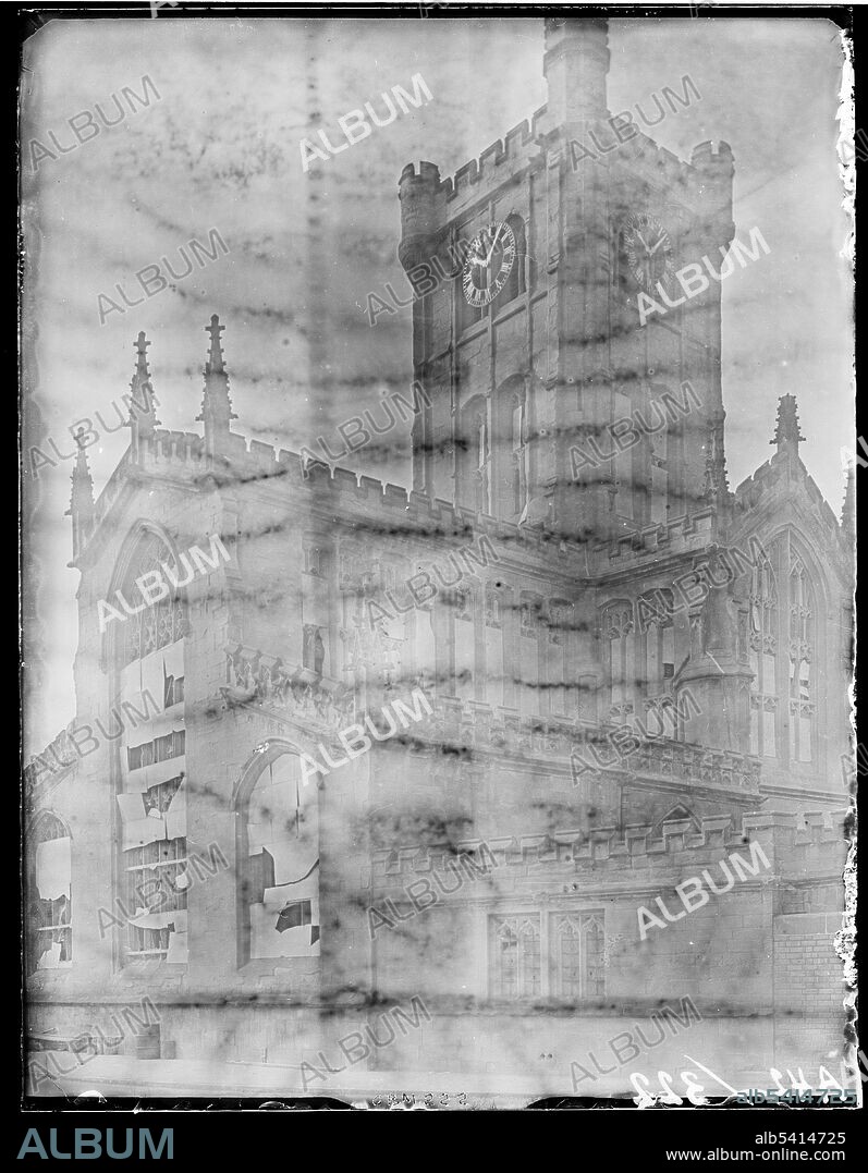 GEORGE BERNARD MASON. St John the Baptist's Church, Fleet Street, Bablake, Coventry, 1941. The east end of St John the Baptist's Church viewed from the north east (Hill Street) showing windows boarded as a result of bomb damageDuring the Coventry Blitz St John's, Bablake suffered bomb damage to its windows and roof.