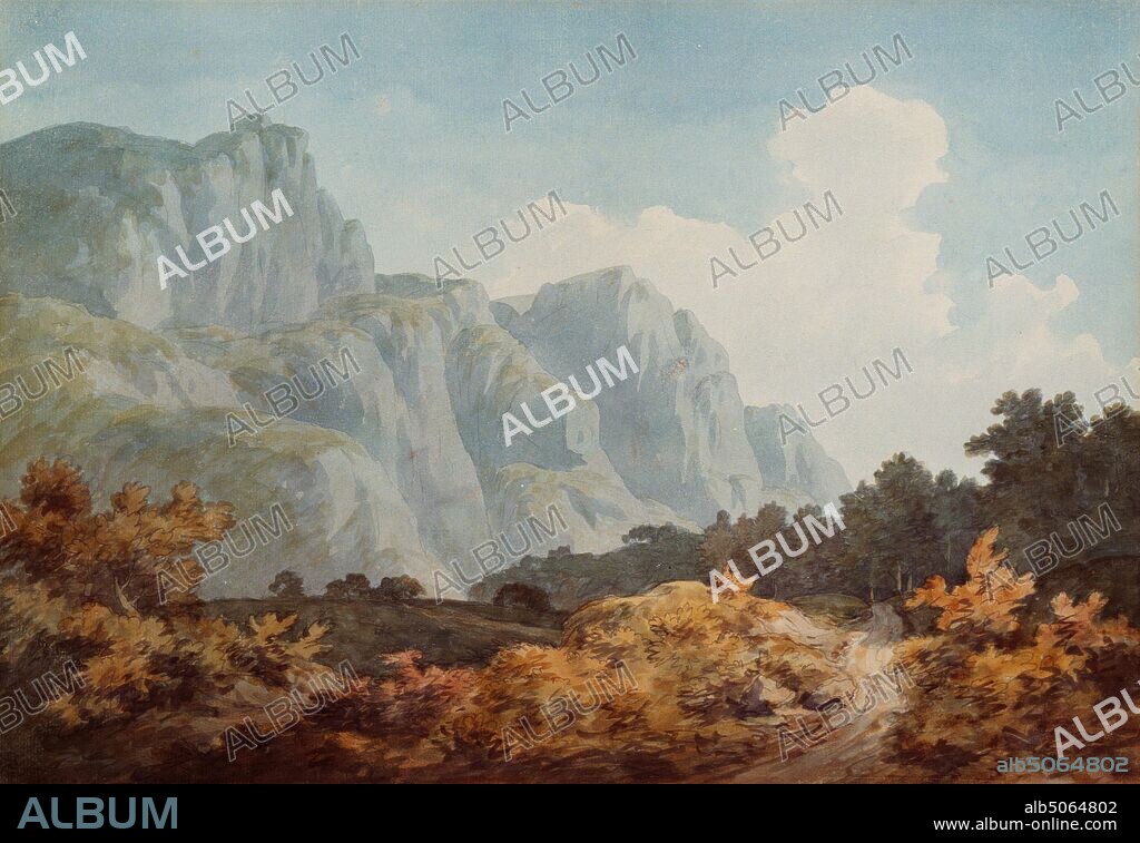 Near Glarus, Switzerland, 1781 John Warwick Smith, Landscape, Mountain, Alps, Watercolour, Switzerland.
