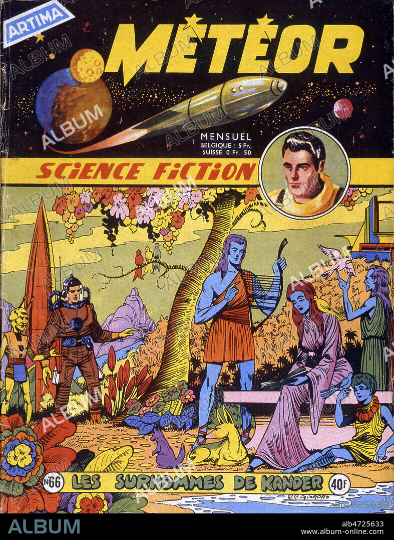 'Les surhommes de Kander' Illustration de R. R. GIORDAN (1926- = ADAGP) de 1958 pour Meteor Science-Fiction n°65. Textes de LORTAC. Credit: ADAGP/Coll. Jonas/KHARBINE-TAPABOR.