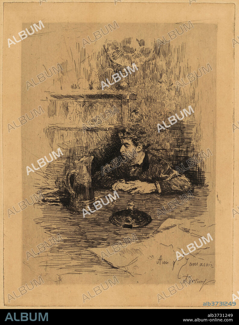 MARIANO FORTUNY Y CARBO. Ami Ed. Zamacois (Eduardo Zamacois y Zabala). Dated: 1869. Dimensions: plate: 18.3 × 13.8 cm (7 3/16 × 5 7/16 in.)  sheet: 31.8 × 20.2 cm (12 1/2 × 7 15/16 in.). Medium: etching on buff wove paper.