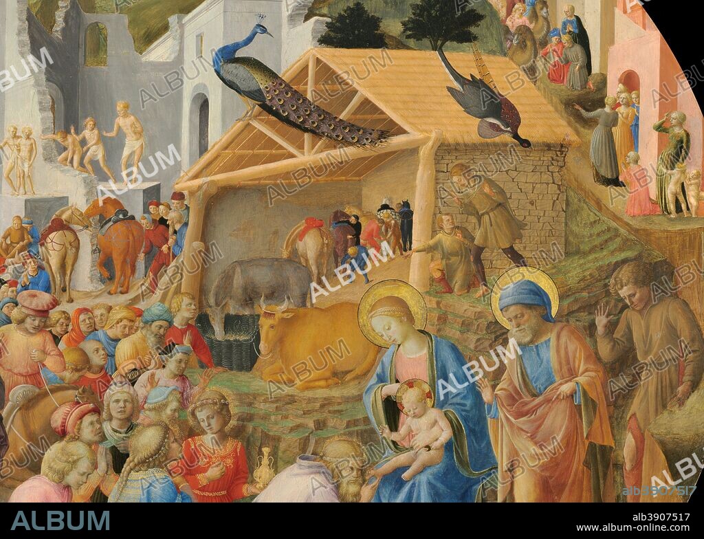 FRA ANGELICO and FRA FILIPPO LIPPI. The Adoration of the Magi. Date/Period: Ca. 1440 - 1460. Painting. Tempera on panel. Diameter: 137.3 cm (54 in).