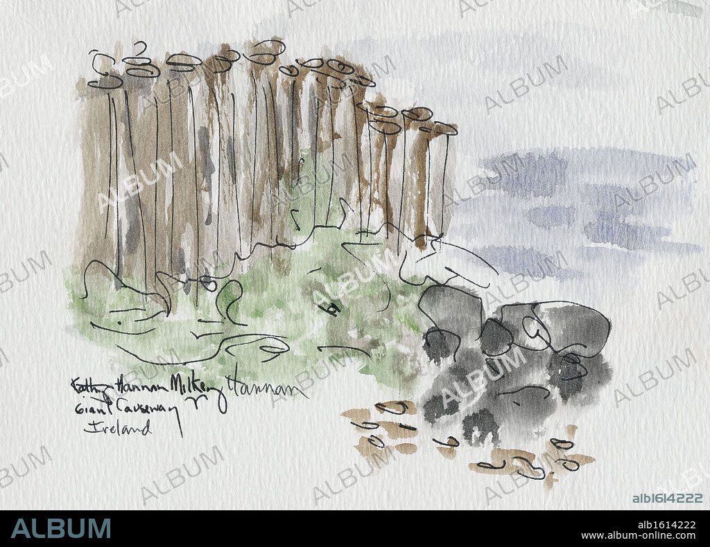Giant's Causeway, Ireland 2004 Kathryn Hannan Milkey (b.1932 American) Watercolor.