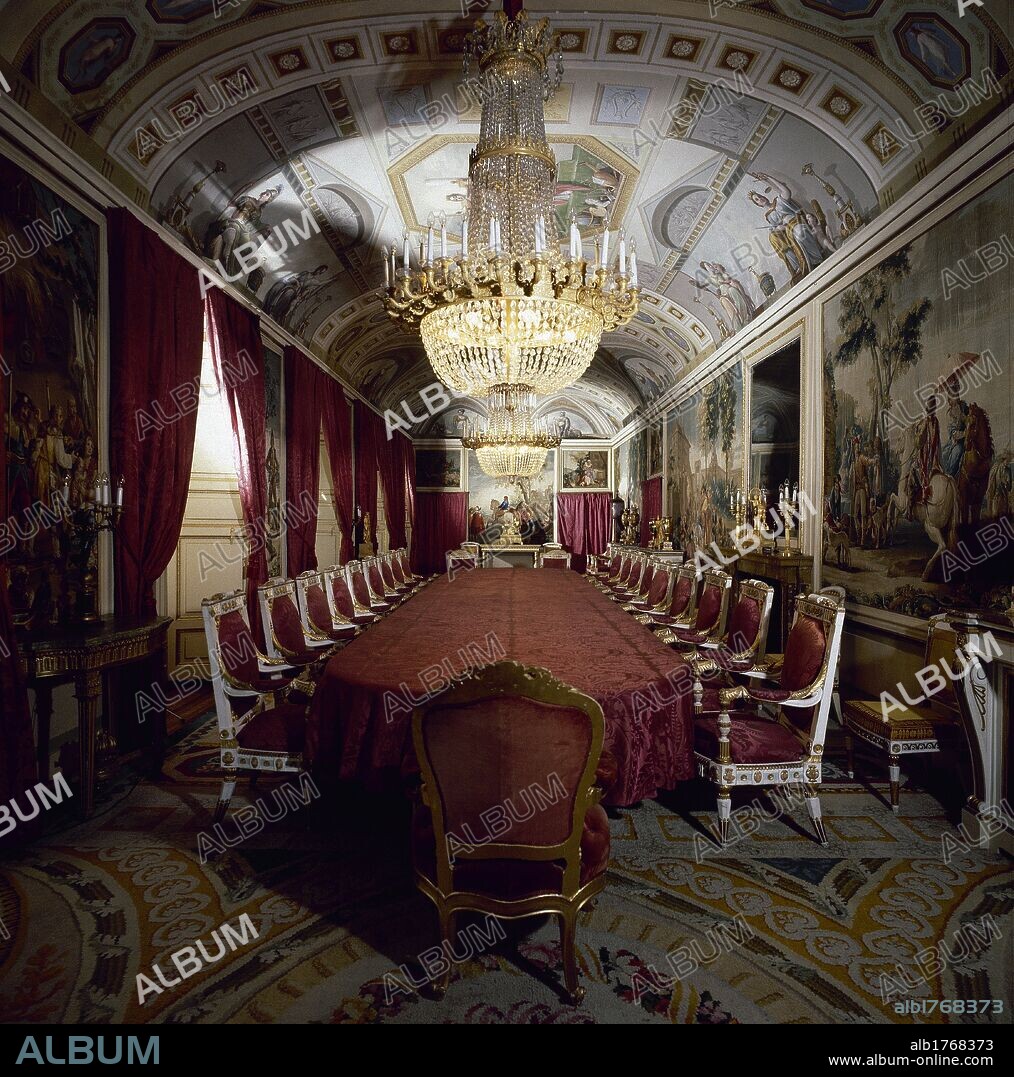 Spain. Madrid. Fuencarral-El Pardo. Royal Palace of Pardo. Charles III renovated the building in the 18th century, with architect Francesco Sabatini. Gala dining room.
