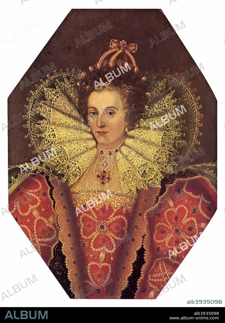 Queen Elizabeth I, (c1920s). The last Tudor monarch, Elizabeth I (1533-1603) ruled from 1558 until 1603. She is referred to as The Virgin Queen, as she never married. Illustration from Hutchinson's Story of the British Nation.