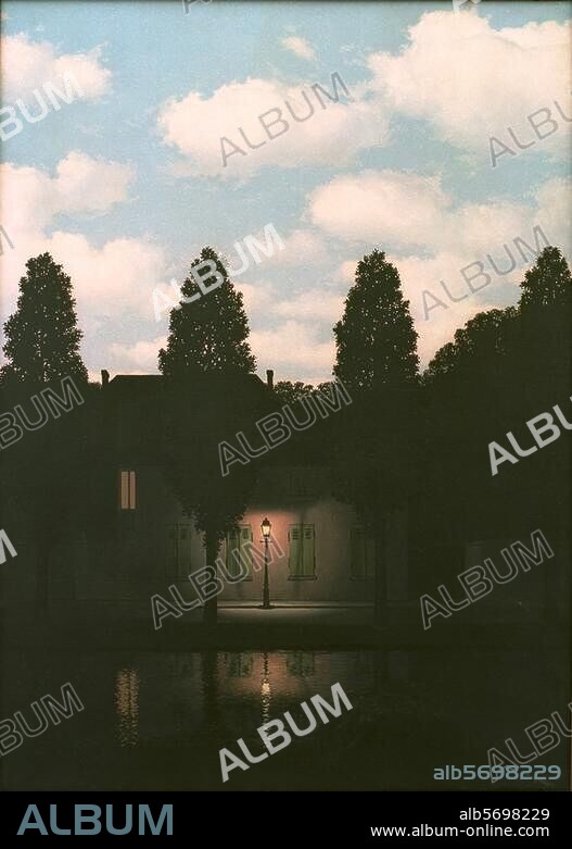 RENÉ MAGRITTE. Magritte, René. 1898-1967. "L'empire des lumières" (Empire of Light), 1954. Oil on canvas, 129.8 × 94.6cm. Houston, The Menil Collection.