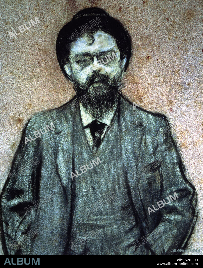 Portrait of Isaac Albéniz (1860-1909), Spanish composer, charcoal drawing by Ramon Casas.