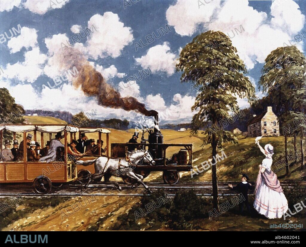 CARL RAKEMAN. The race on August 28, 1830, between Peter Cooper's diminutive Tom Thumb locomotive and the horse-drawn.