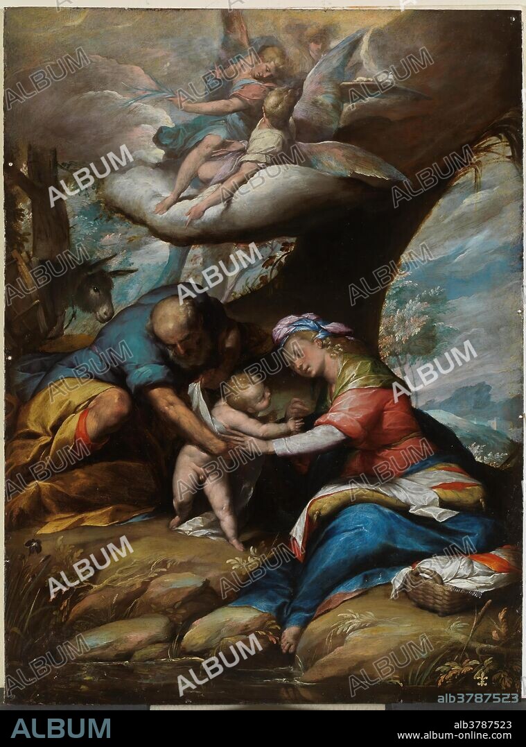 Giovanni Battista Crespi (Il Cerano) / 'The Rest on the Flight into Egypt'. Ca. 1595. Oil on copperplate.