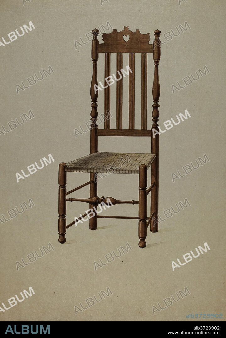 HOWARD WELD. Heart and Crown Chair. Dated: c. 1936. Dimensions: overall: 34.6 x 24.2 cm (13 5/8 x 9 1/2 in.)  Original IAD Object: none given. Medium: watercolor, colored pencil, and graphite on paperboard.