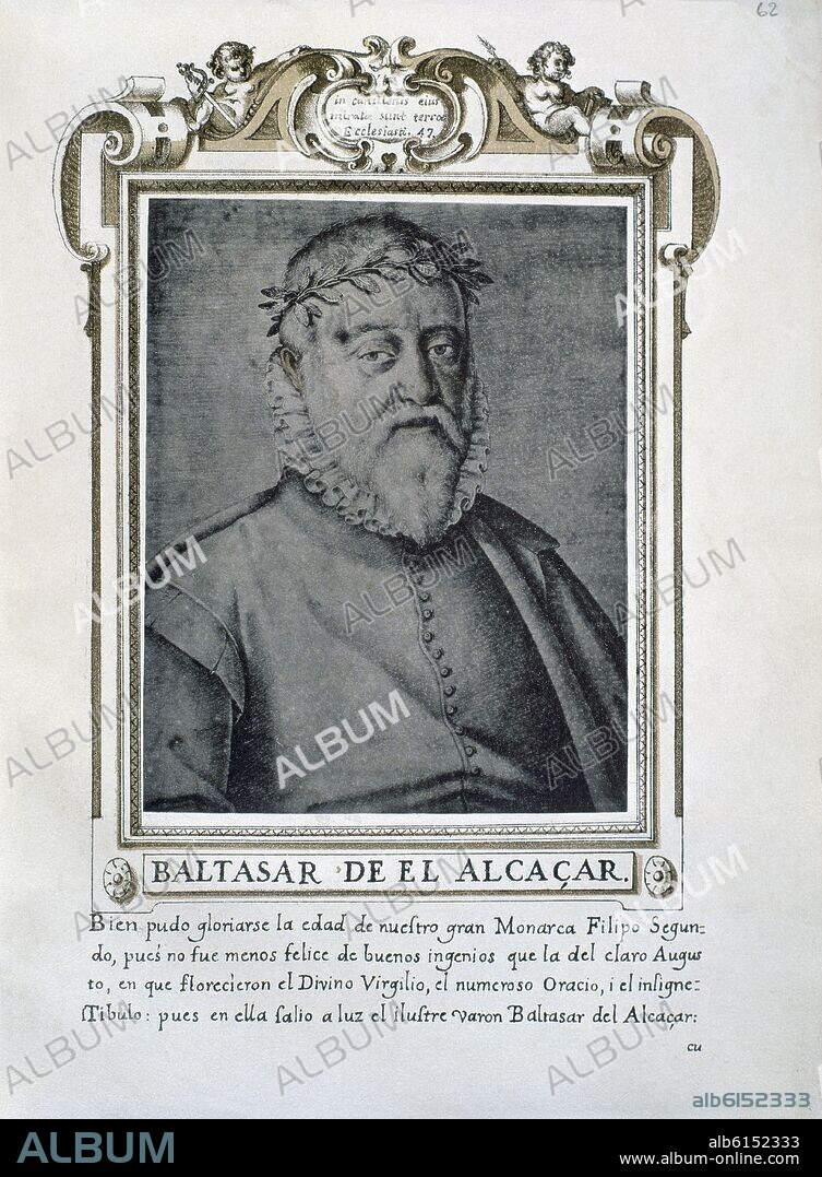 FRANCISCO PACHECO. BALTASAR DEL ALCAZAR (1530-1606) POETA ESPAÑOL DEL SIGLO DE ORO - LIBRO DE RETRATOS DE ILUSTRES Y MEMORABLES VARONES - 1599.