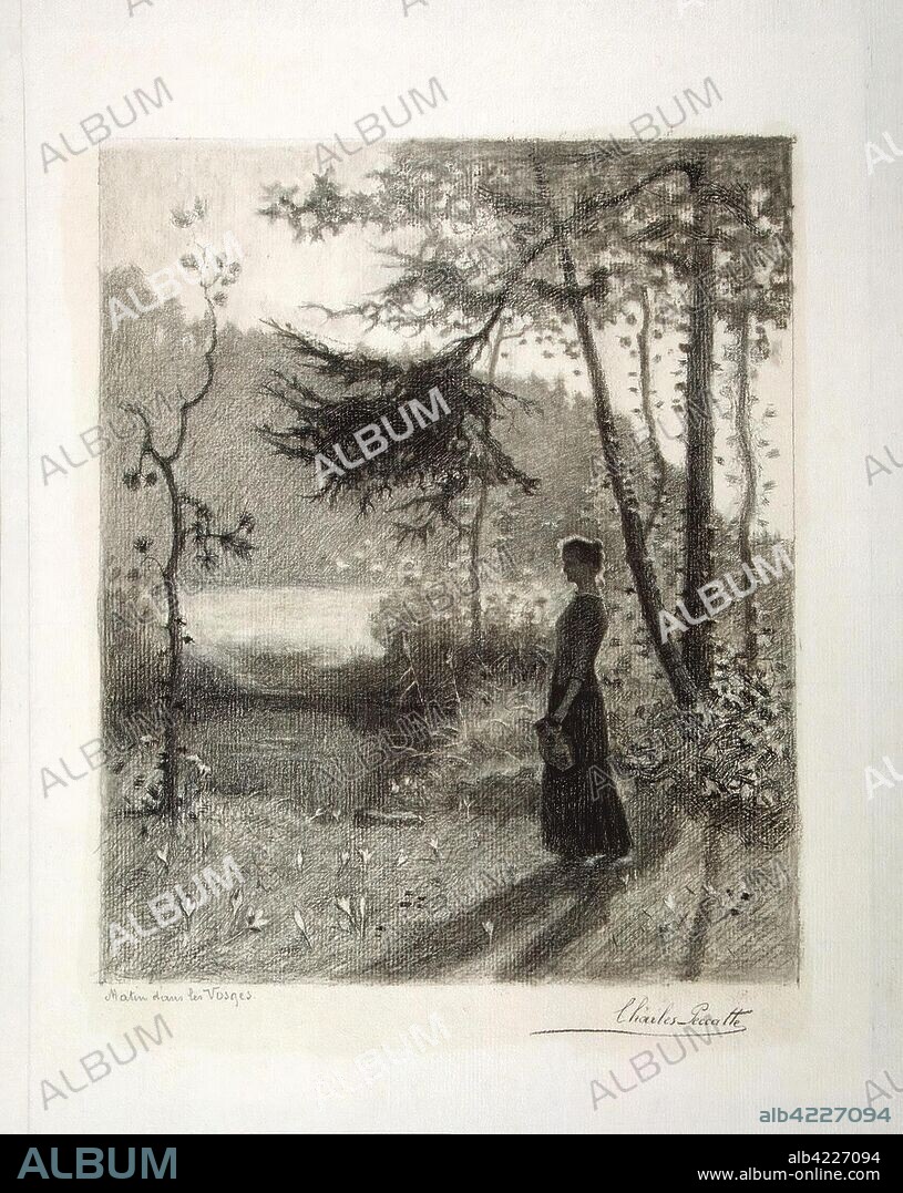 CHARLES PECCATTE. 'Morning in Vosges'. Album "The Gold Book of Lorraine". France, 1893 (?). Dimensions: 36,5x28,5 cm.