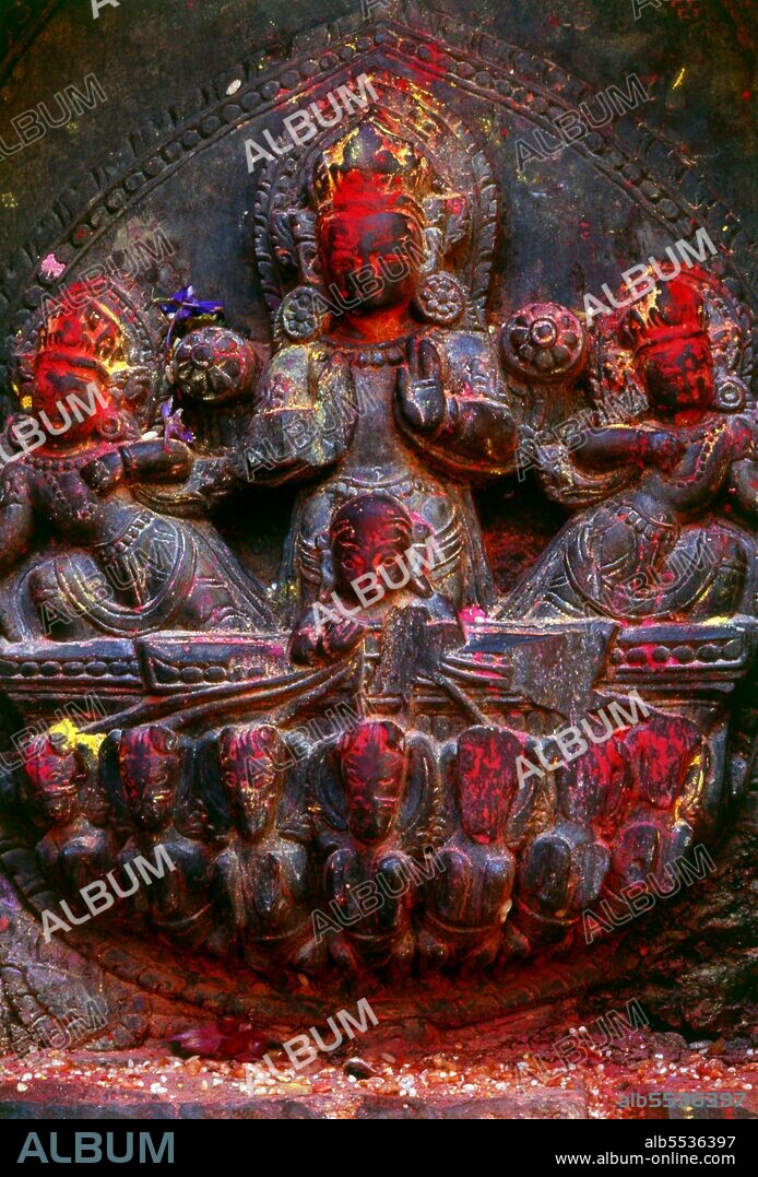 Surya (the Supreme Light), also known as Aditya, Bhanu or Ravi, is the chief solar deity in Hinduism and generally refers to the Sun. Surya is the chief of the Navagraha, the nine Indian Classical planets and important elements of Hindu astrology. He is often depicted riding a chariot harnessed by seven horses which might represent the seven colors of the rainbow or the seven chakras in the body. He is also the presiding deity of Sunday. Surya is regarded as the Supreme Deity by Saura sect and Smartas worship him as one of the five primary forms of God. The sun god, Zun, worshipped by the Afghan Zunbil dynasty, is thought to be synonymous with Surya.