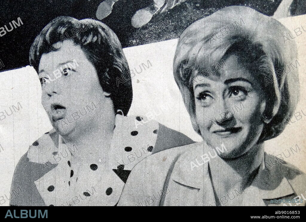 Newspaper review of the 1963 film Carry On Cabby. Photographs of Hattie Jacques and Joan Simms.