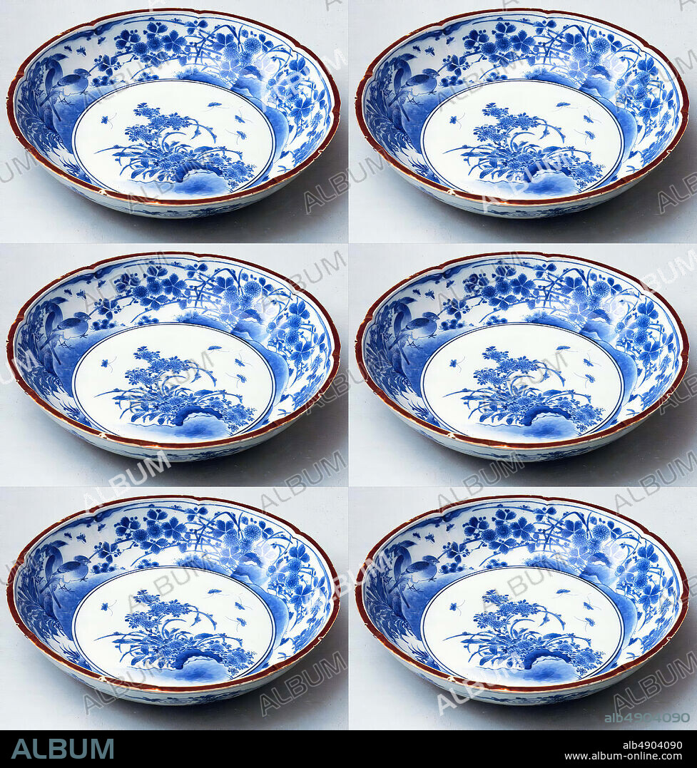 Deep Plate with Eight-Lobed Rim and Decoration of Birds, Flowers and Insects, Japan, Edo period (16151868), Date early 18th century, Japan, Porcelain with underglaze blue decoration (Arita ware, Kakiemon type), H. 2 1/8 in. (5.4 cm); DIam. 9 5/8 in. (24.4 cm); Diam.of foot: 5 1/2 in. (14 cm), Ceramics.