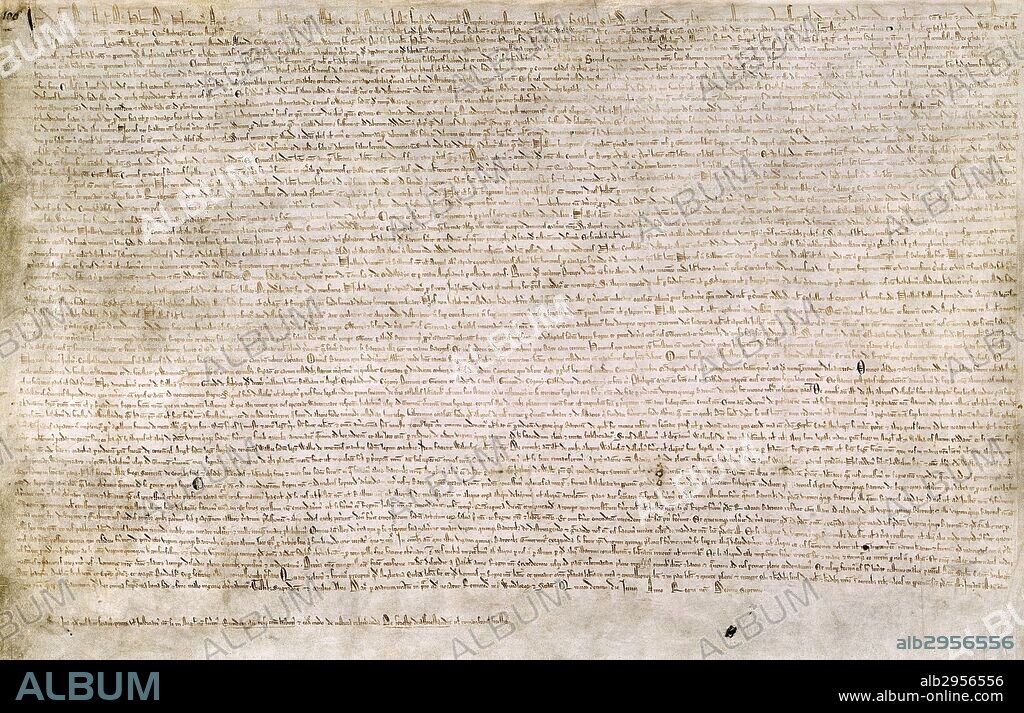 The Great Charter (Magna Carta). The Great Charter of the Libertines of England, is an Angevin charter originally issued in Latin. It was sealed under oath by King John at Runnymede, on the Bank of the River Thames near Windsor. Dated 13th Century.