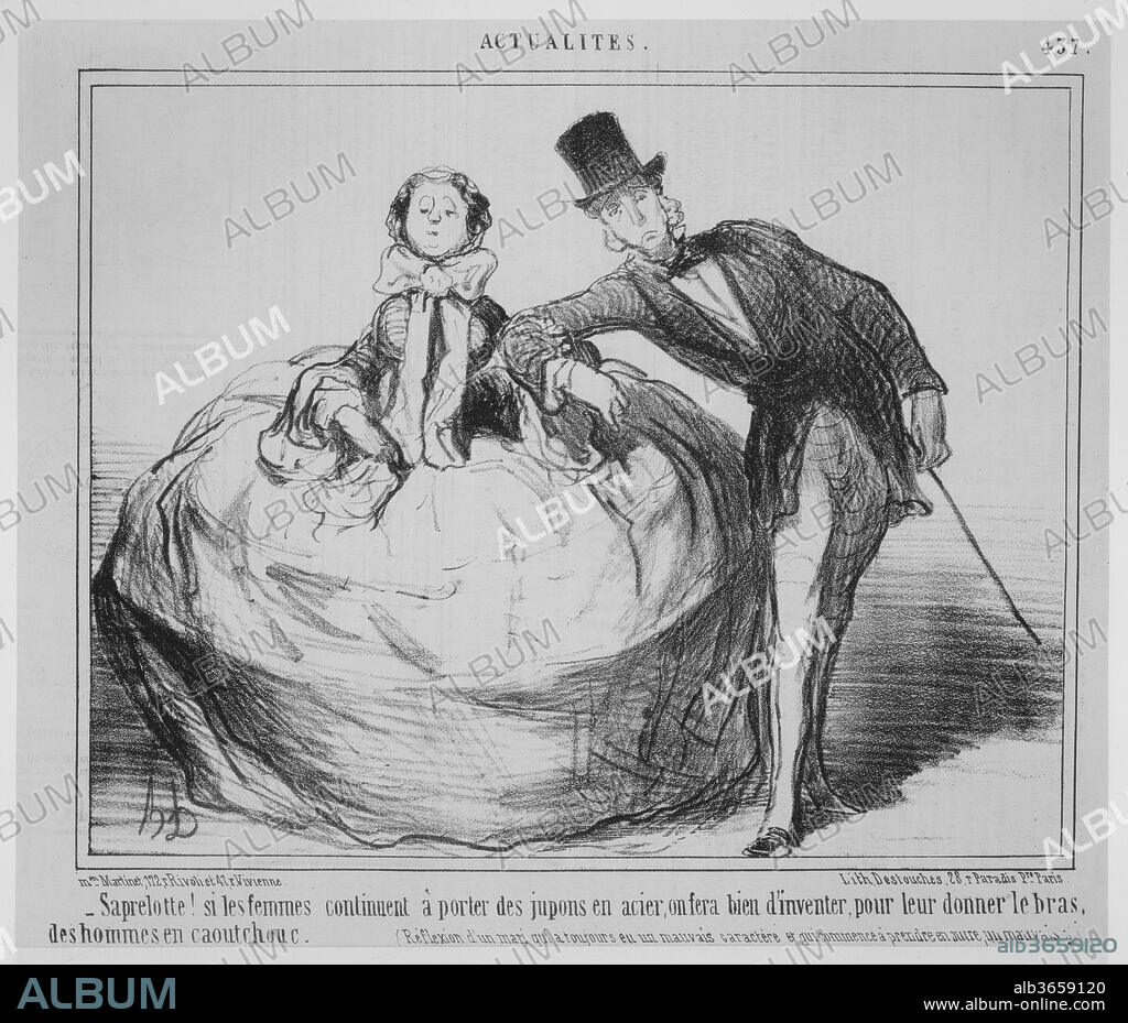 HONORE DAUMIER. Le Charivari, March 16, 1854-December 31, 1857. Artist: Honoré Daumier (French, Marseilles 1808-1879 Valmondois); CHAM (Amédée Charles Henri, Comte de Noé) (French, Paris 1819-1879 Paris). Dimensions: 14 3/8 × 10 × 5/8 in. (36.5 × 25.4 × 1.6 cm). Founder: Journal founded by Charles Philipon (French, Lyons 1800-1862 Paris). Publisher: Aubert et Cie. Date: March 16, 1854-December 31, 1857.
Twenty-three bound volumes of Le Charivari, from 1854 to 1857. A daily satirical periodal issued in Paris between 1832 and 1937, Le Charivari began publishing caricatures satirizing daily life after the 1835 ban on political satire. Artists including Honoré Daumier and Cham contributed lithographs and wood engravings.
