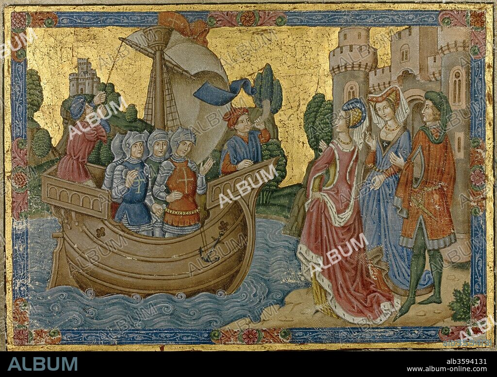 SPANISH FORGER. The arrival of a galleon to a medieval city.