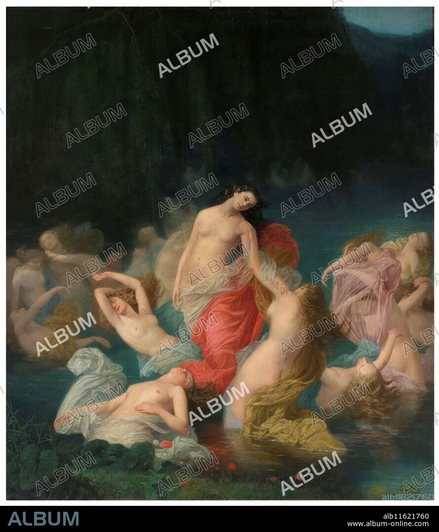 DIÓSCORO TEÓFILO PUEBLA Y TOLÍN. Dióscoro Teófilo Puebla y Tolín / 'La vuelta de las hadas al lago'. Hacia 1864. Óleo sobre lienzo, 350 x 305 cm.