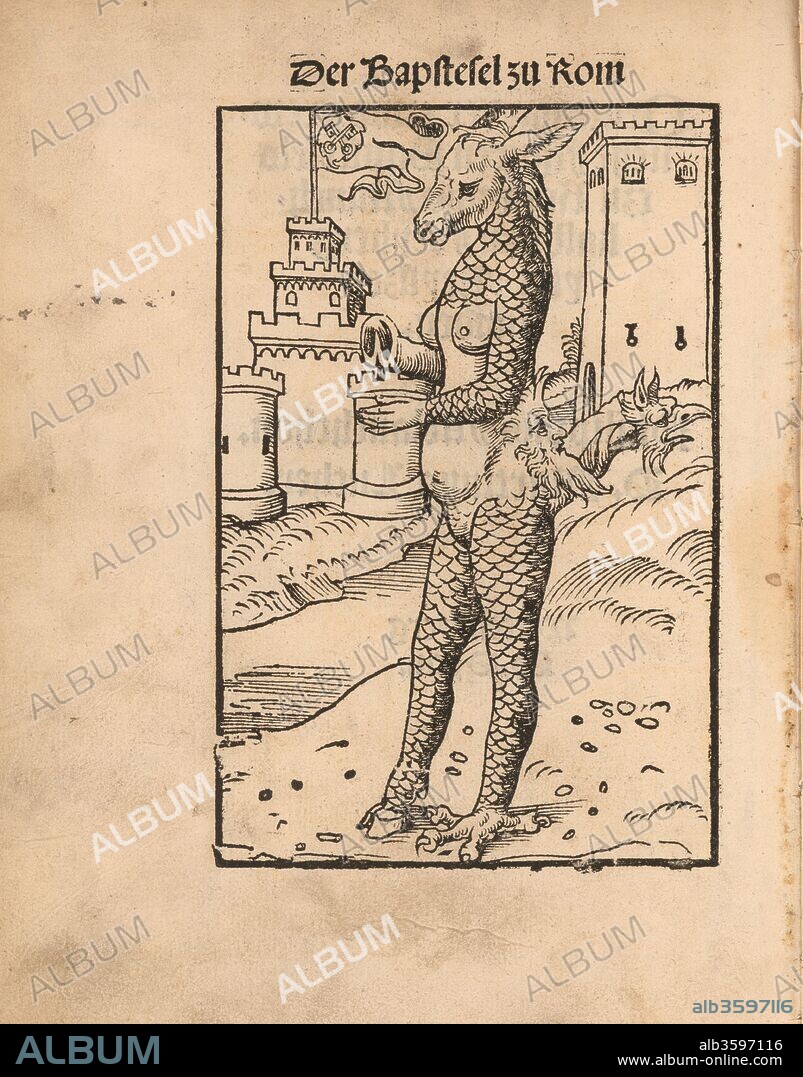 CRANACH, LUCAS, THE ELDER. Der Bapstesel zu Rom (The Papal Ass or The Pope Ass of Rome).