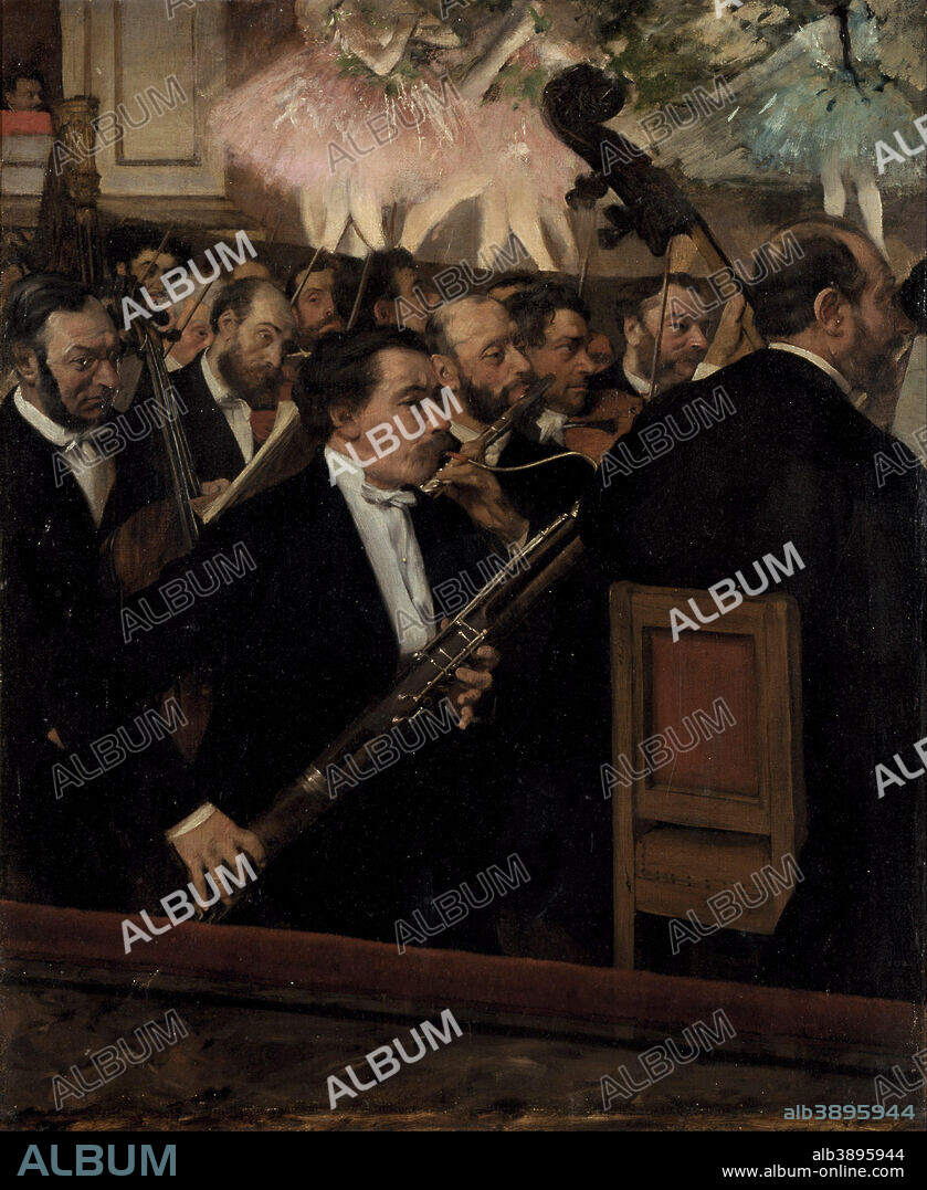 EDGAR DEGAS. L'orchestre de l'Opéra The Orchestra at the Opera. Date/Period: Ca. 1870. Painting. Oil on canvas. Height: 560 mm (22.04 in); Width: 450 mm (17.71 in).