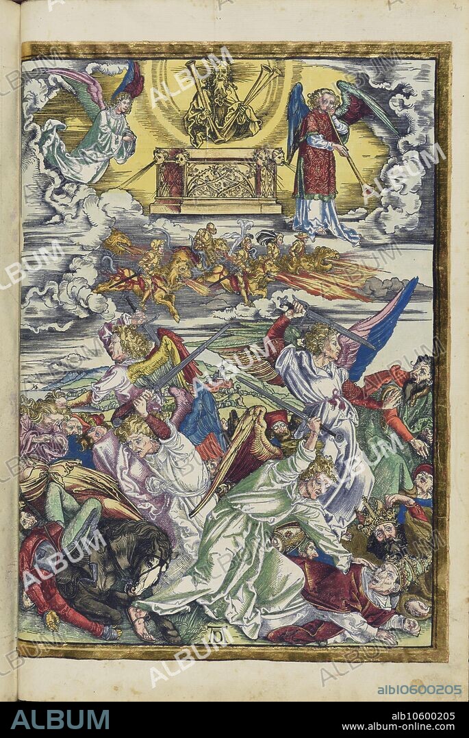 ALBRECHT DÜRER. Die sechste Posaune: Die vier Racheengel und das reitende Heer. Aus der Apokalypse (Offenbarung des Johannes).