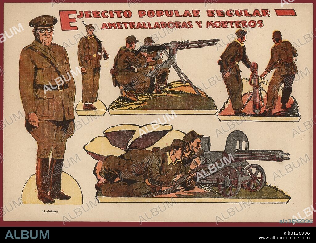 España. Guerra civil (1936-1939). Recortable infantil con la imagen del general José Miaja Menant (1878-1958), militar republicano. Año 1937.