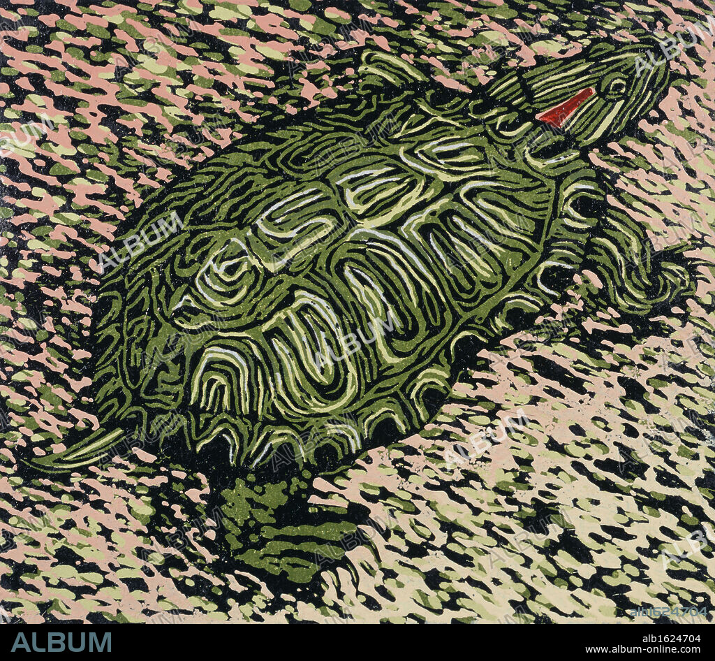 Crawling Turtle II   Barry Wilson (b.1961/American)  Woodcut print.